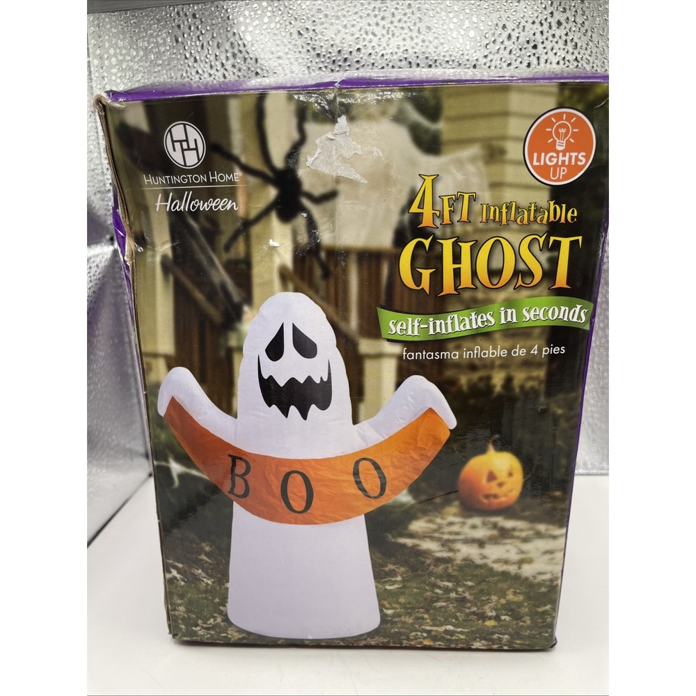 Halloween Inflatable Ghost Boo Blow Up 4 ft. Tall Huntington Home Weighted Lites